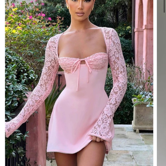 Elegant Pink Lace Sleepwear - Picture 1 of 5